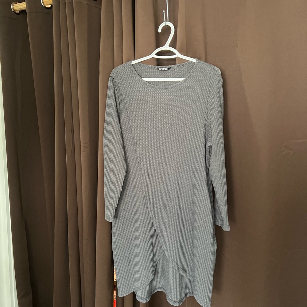 Bloomchic Gray Textured Long Sleeve Top